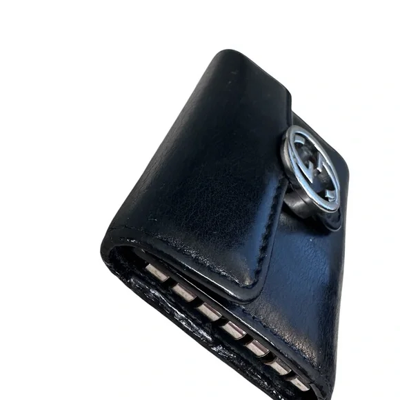 Gucci Black Leather key holder /Wallet with Silver Interlocking G - Picture 5 of 11